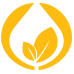 Yellow circle with two leaves icon