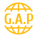 Yellow G.A.P globe logo